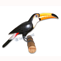 Toucan Bird With Handpainted, Hand Carved From Albesia Wood. 