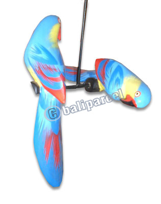 Parrot Bird With Handpainted, Hand Carved From Albesia Wood. 