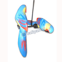 Parrot Bird With Handpainted, Hand Carved From Albesia Wood. 