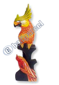 Cockatoo Bird With Handpainted, Hand Carved From Albesia Wood. 