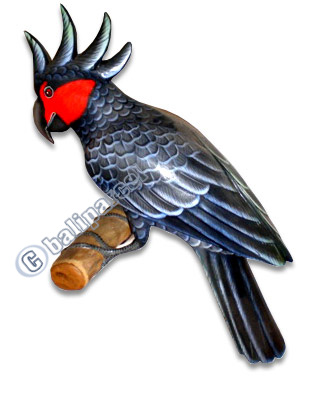 Cockatoo Bird With Handpainted, Hand Carved From Albesia Wood. 