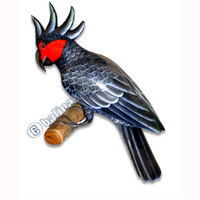 Cockatoo Bird With Handpainted, Hand Carved From Albesia Wood. 