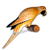 Parrot Bird With Handpainted, Hand Carved From Albesia Wood. 