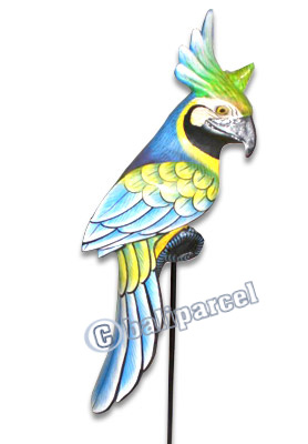 Cockatoo Bird With Handpainted, Hand Carved From Albesia Wood. 