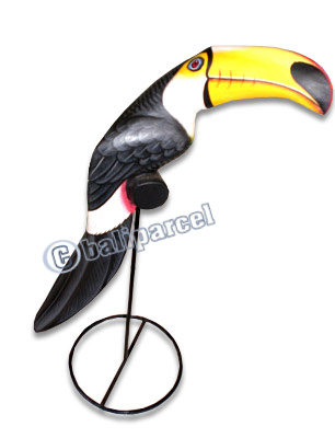 Toucan Bird With Handpainted, Hand Carved From Albesia Wood. 