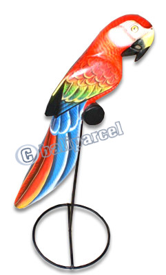 Parrot Bird With Handpainted, Hand Carved From Albesia Wood. 