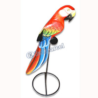 Parrot Bird With Handpainted, Hand Carved From Albesia Wood. 