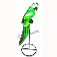 Parrot Bird With Handpainted, Hand Carved From Albesia Wood. 