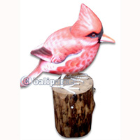 Wooden Bird Painted, Handmade From Albesia Wood
