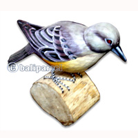 Wooden Bird Painted, Handmade From Albesia Wood