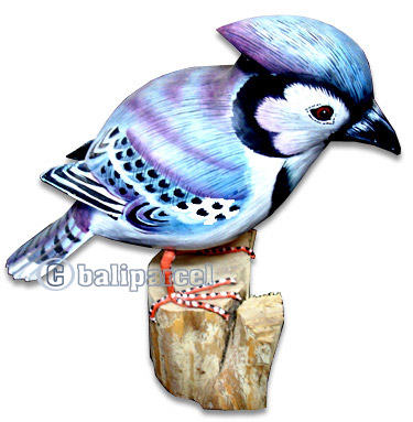 Wooden Bird Painted, Handmade From Albesia Wood