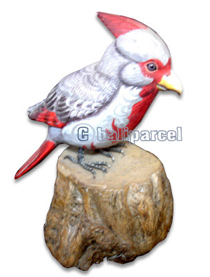 Wooden Bird Painted, Handmade From Albesia Wood