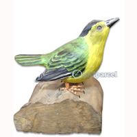 Wooden Bird Painted, Handmade From Albesia Wood