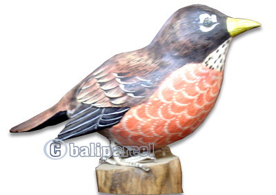 Wooden Bird Painted, Handmade From Albesia Wood