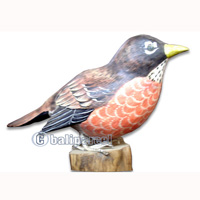 Wooden Bird Painted, Handmade From Albesia Wood