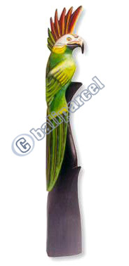 Cockatoo Bird With Handpainted, Hand Carved From Albesia Wood. 