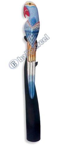 Parrot Bird With Handpainted, Hand Carved From Albesia Wood. 