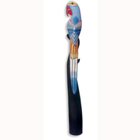Parrot Bird With Handpainted, Hand Carved From Albesia Wood. 