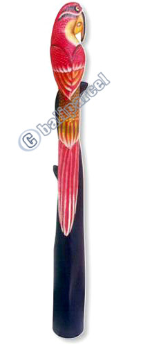 Parrot Bird With Handpainted, Hand Carved From Albesia Wood. 
