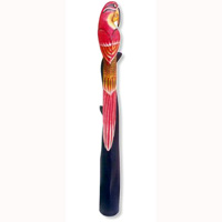 Parrot Bird With Handpainted, Hand Carved From Albesia Wood. 
