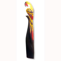 Parrot Bird With Handpainted, Hand Carved From Albesia Wood. 