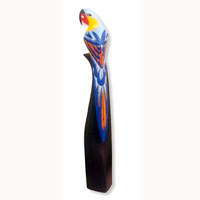 Parrot Bird With Handpainted, Hand Carved From Albesia Wood. 