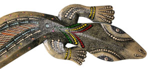 Singel Gecko Dot Art Wall Plaque, Handcarved From Albesia Wood