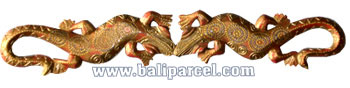 Double Geckos Dot Art Wall Plaque, Hand Carved From Albesia Wood.