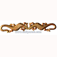 Double Geckos Dot Art Wall Plaque, Hand Carved From Albesia Wood.