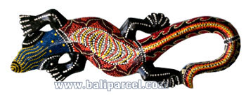 Singel Gecko Dot Art Wall Plaque, Handcarved From Albesia Wood