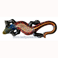 Singel Gecko Dot Art Wall Plaque, Handcarved From Albesia Wood