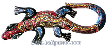 Singel Gecko Dot Art Wall Plaque, Handcarved From Albesia Wood