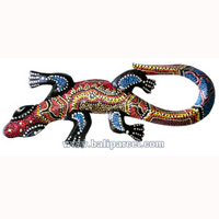 Singel Gecko Dot Art Wall Plaque, Handcarved From Albesia Wood