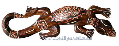 Singel Gecko Dot Art Wall Plaque, Handcarved From Albesia Wood