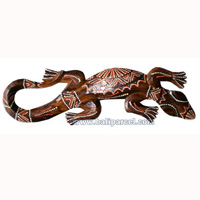Singel Gecko Dot Art Wall Plaque, Handcarved From Albesia Wood