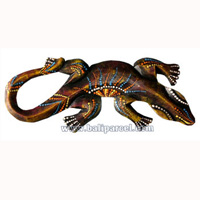 Singel Gecko Dot Art Wall Plaque, Handcarved From Albesia Wood