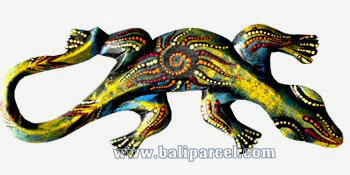 Singel Gecko Dot Art Wall Plaque, Handcarved From Albesia Wood