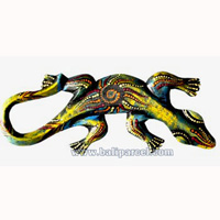 Singel Gecko Dot Art Wall Plaque, Handcarved From Albesia Wood