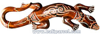 Singel Gecko Dot Art Wall Plaque, Handcarved From Albesia Wood