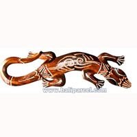 Singel Gecko Dot Art Wall Plaque, Handcarved From Albesia Wood