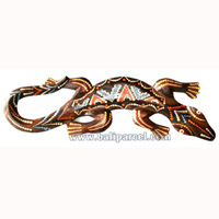 Singel Gecko Dot Art Wall Plaque, Handcarved From Albesia Wood