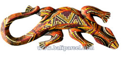 Singel Gecko Dot Art Wall Plaque, Handcarved From Albesia Wood