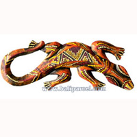 Singel Gecko Dot Art Wall Plaque, Handcarved From Albesia Wood