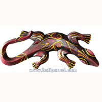 Singel Gecko Dot Art Wall Plaque, Handcarved From Albesia Wood