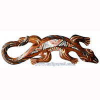 Singel Gecko Dot Art Wall Plaque, Handcarved From Albesia Wood