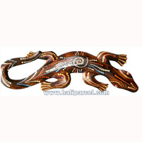 Singel Gecko Dot Art Wall Plaque, Handcarved From Albesia Wood