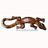 Singel Gecko Dot Art Wall Plaque, Handcarved From Albesia Wood