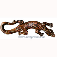 Singel Gecko Dot Art Wall Plaque, Handcarved From Albesia Wood
