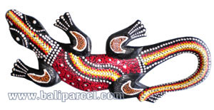 Singel Gecko Dot Art Wall Plaque, Handcarved From Albesia Wood
