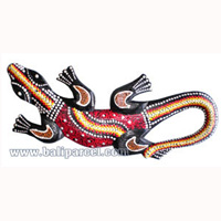 Singel Gecko Dot Art Wall Plaque, Handcarved From Albesia Wood